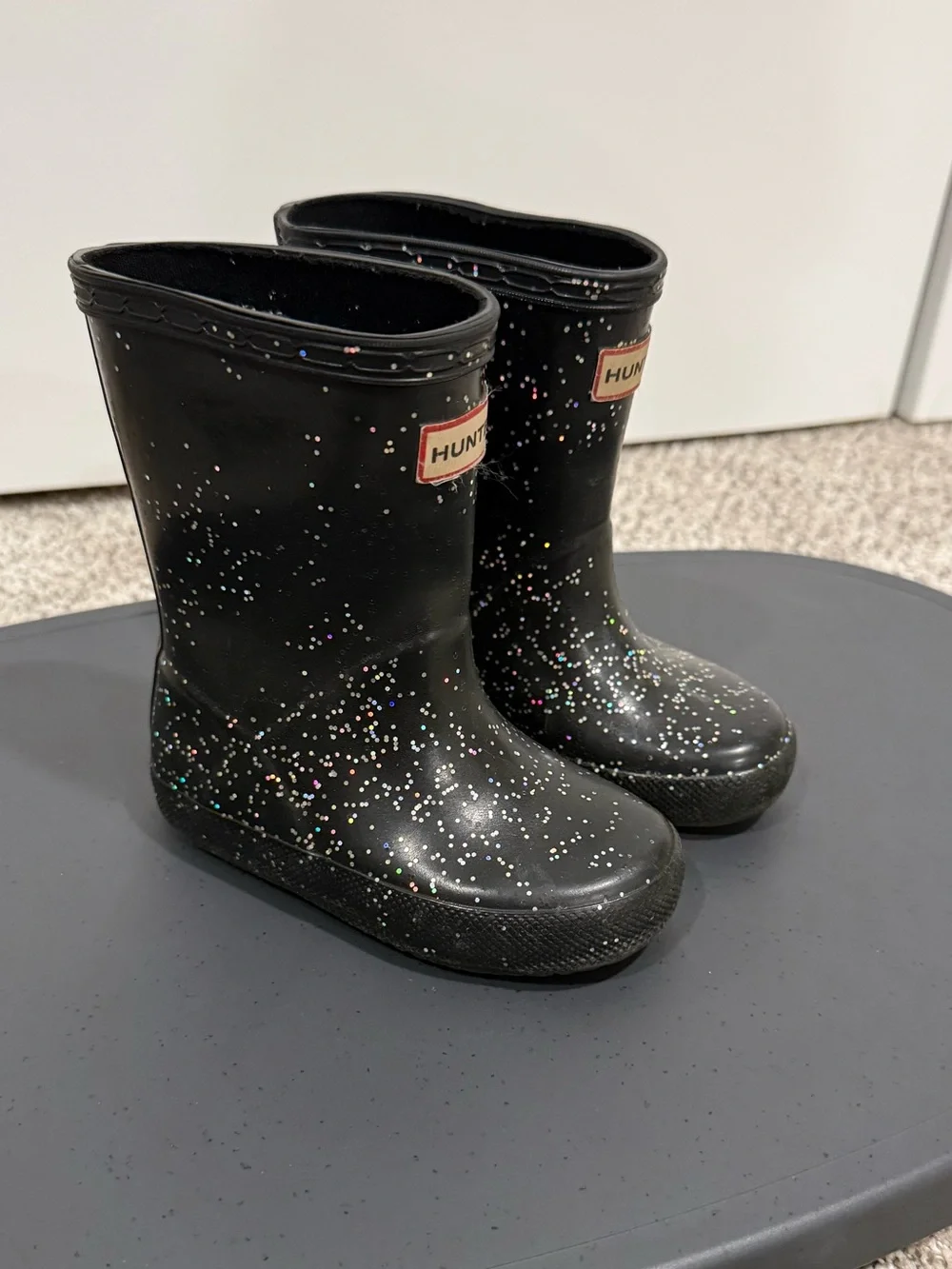 Hunter Kids Black Sparkle Rain Boots